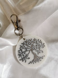Porte clefs arbre de vie blanc et Argent