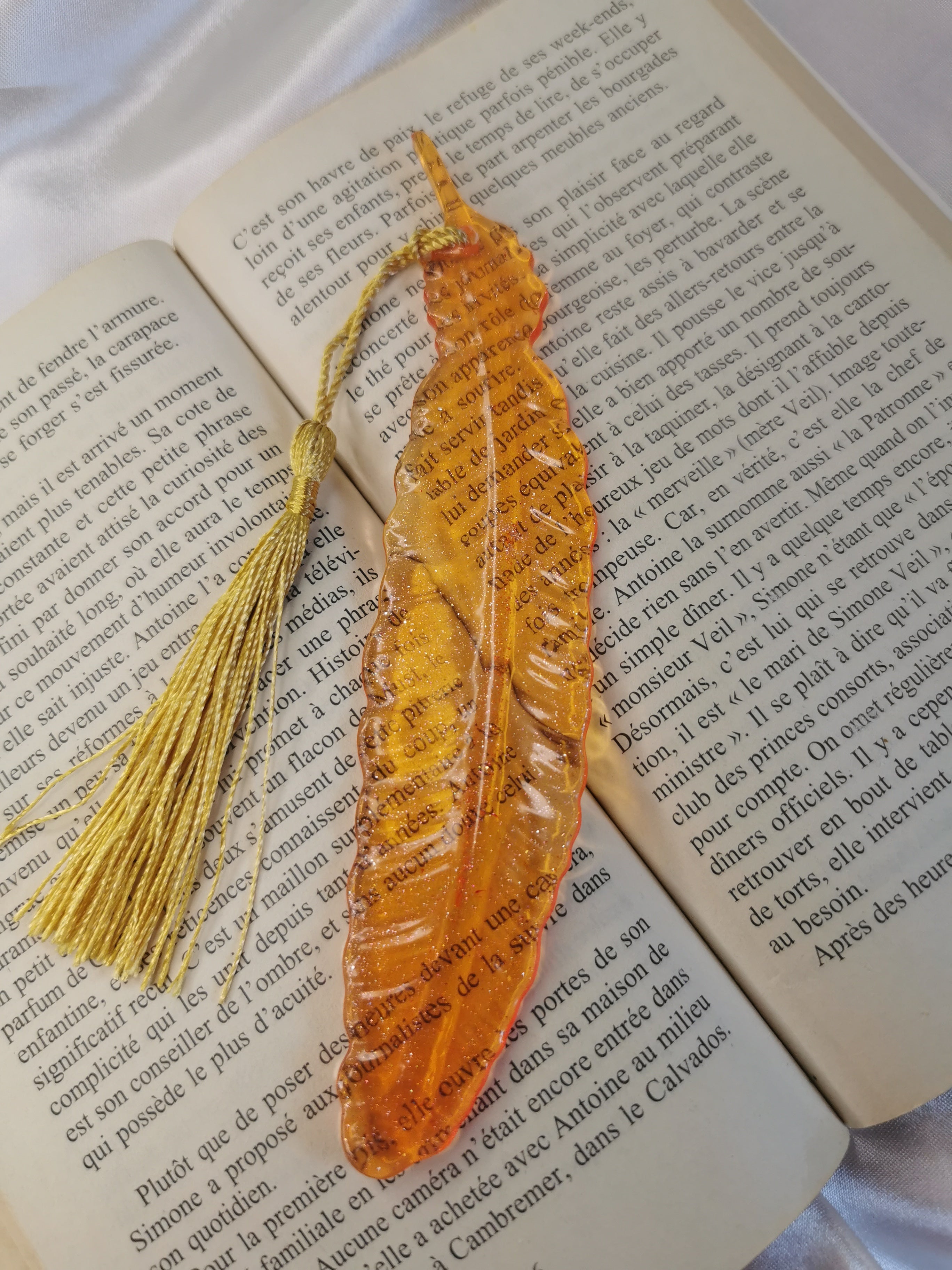 Marque pages Plume orange