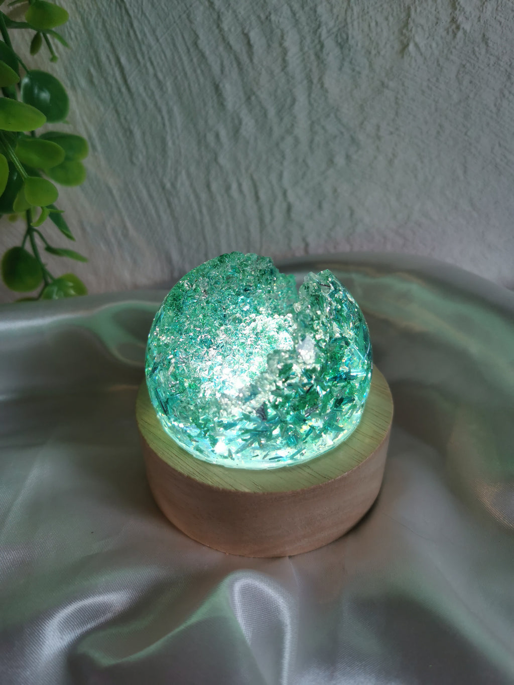 Veilleuse effet géode turquoise