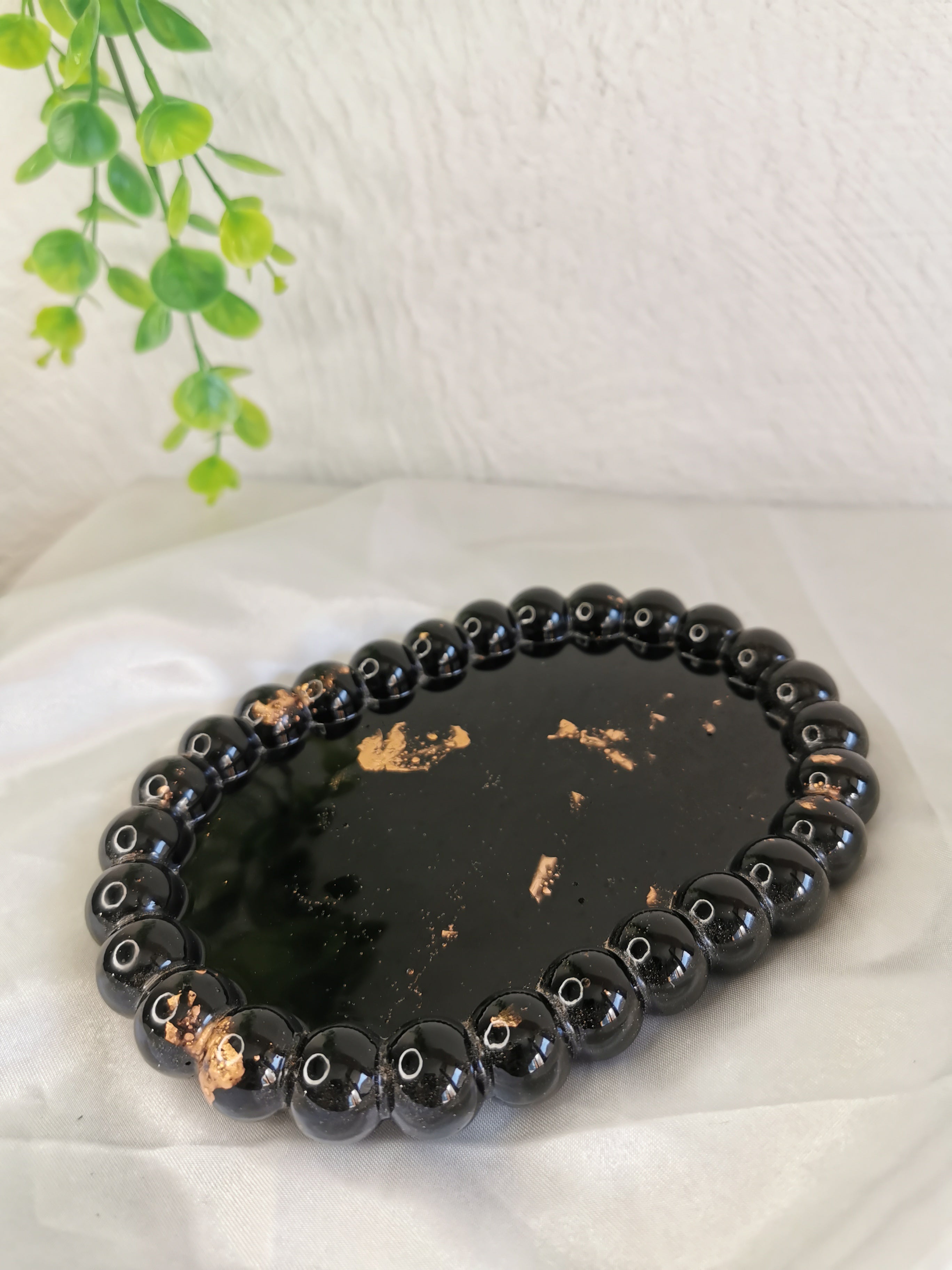Vide poche Perla ovale noir et rose gold