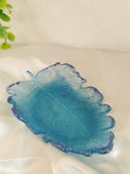 Vide poche feuille de vigne bleu paillettes