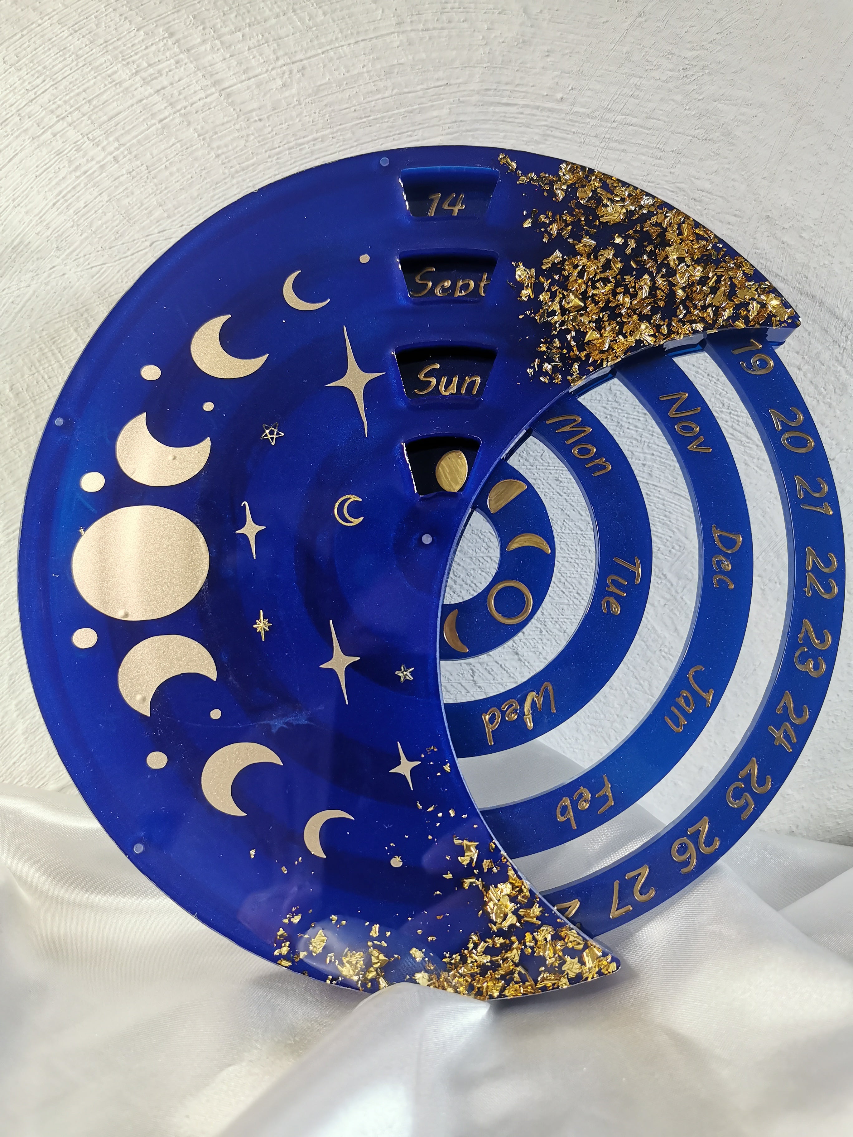 Calendrier Lunaire bleu nuit et Or