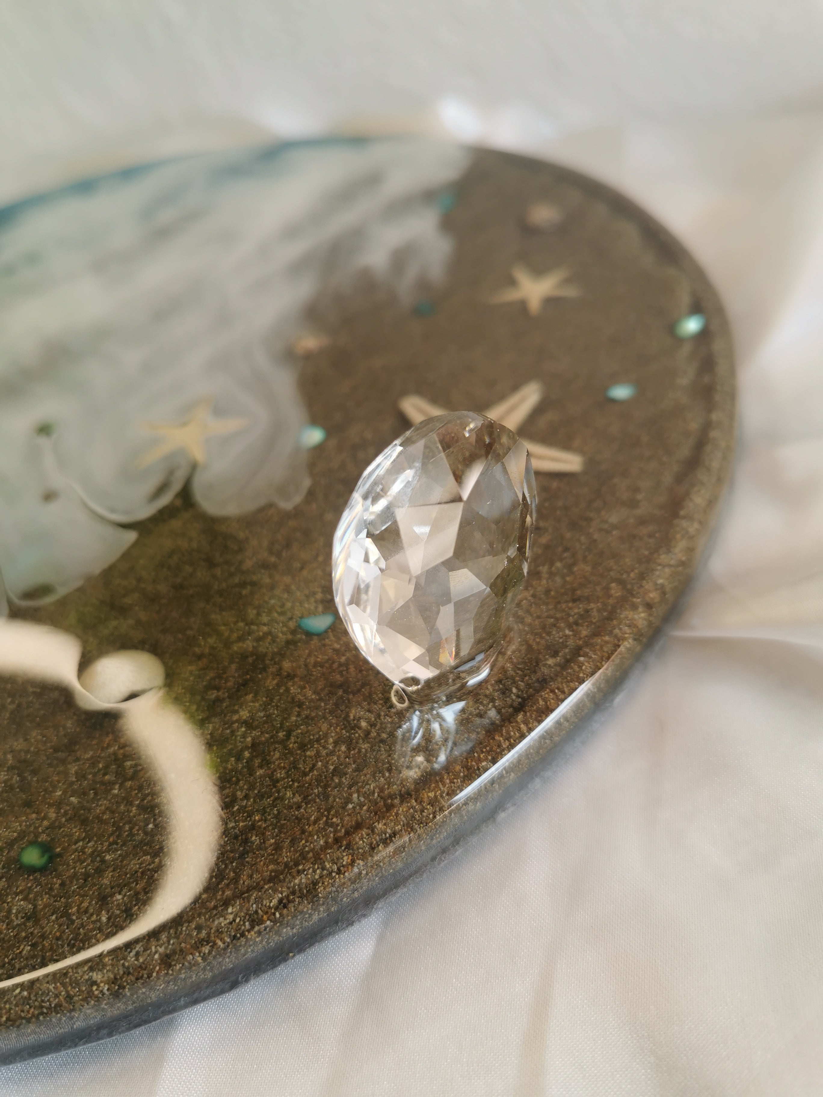 Plateau décoratif océan avec ses poignée en cristal