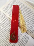 Marque pages rouge et lune fleurie