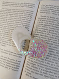 Bague de lecture forme cœur duo paillettes