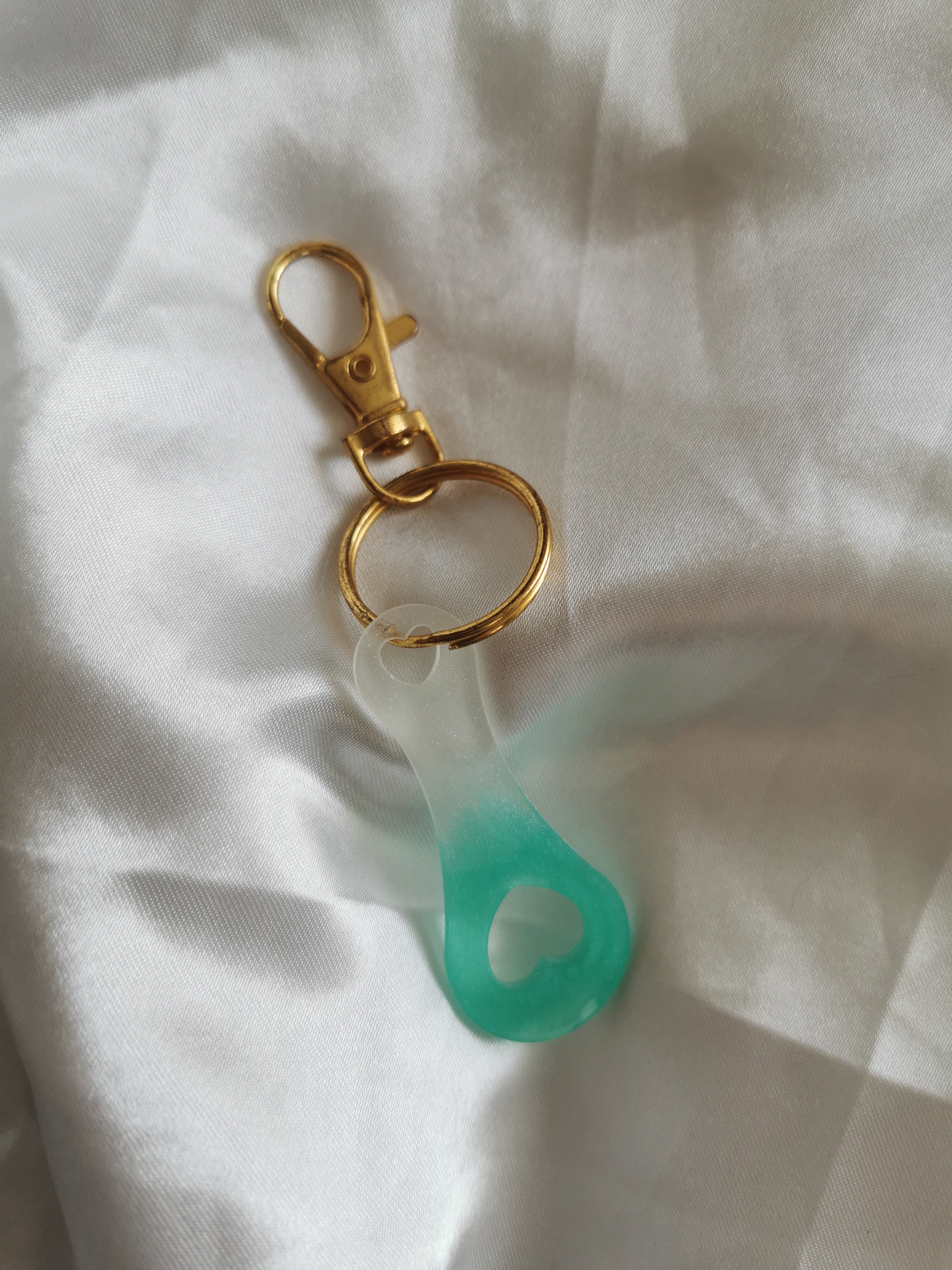 Jeton de caddie cœur blanc et turquoise