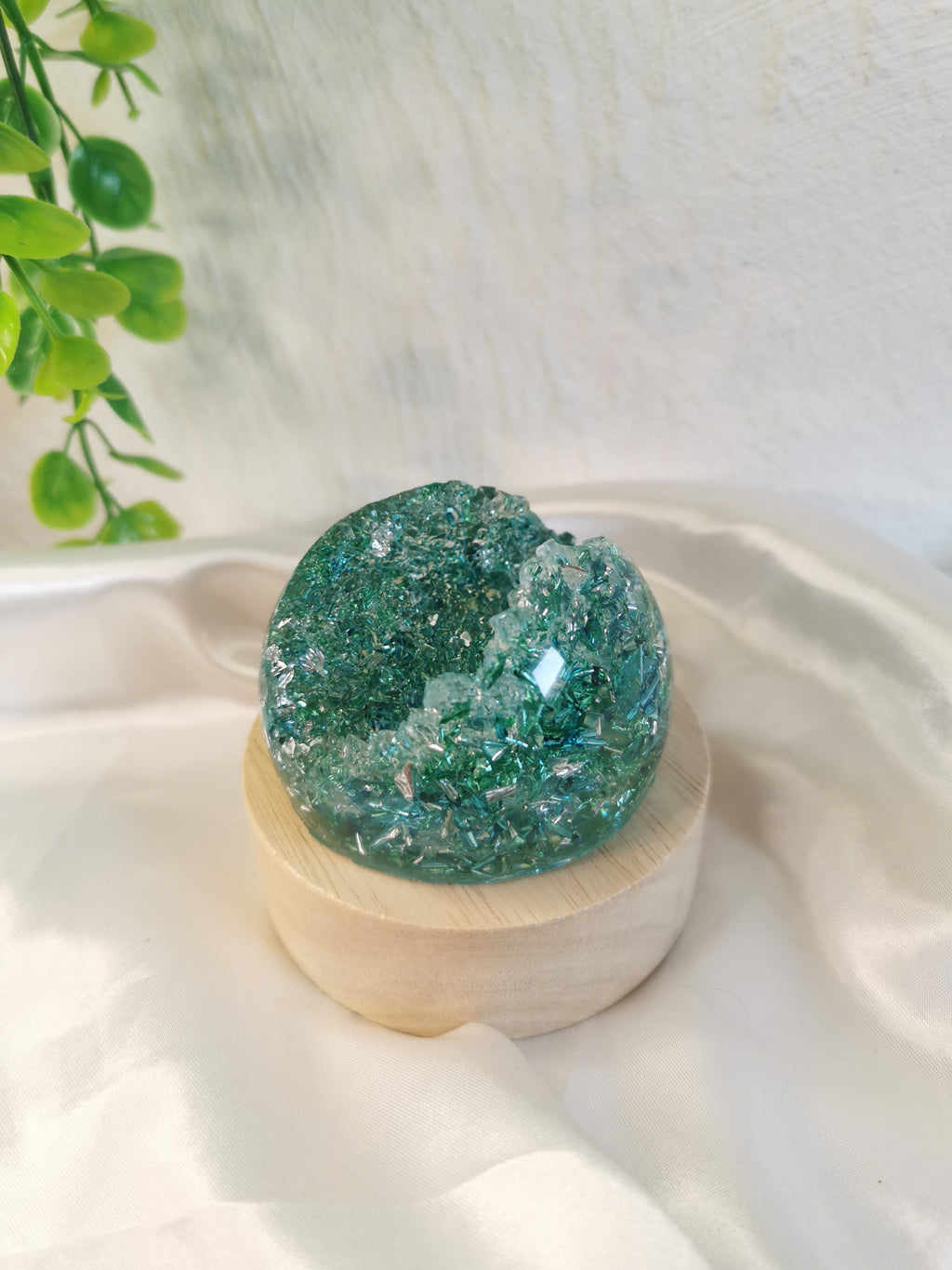Veilleuse effet géode turquoise