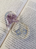 Bague de lecture forme cœur poésie et pierres d'améthyste