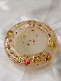 Vide poche rond blanc Phosphorescent, rouge et or