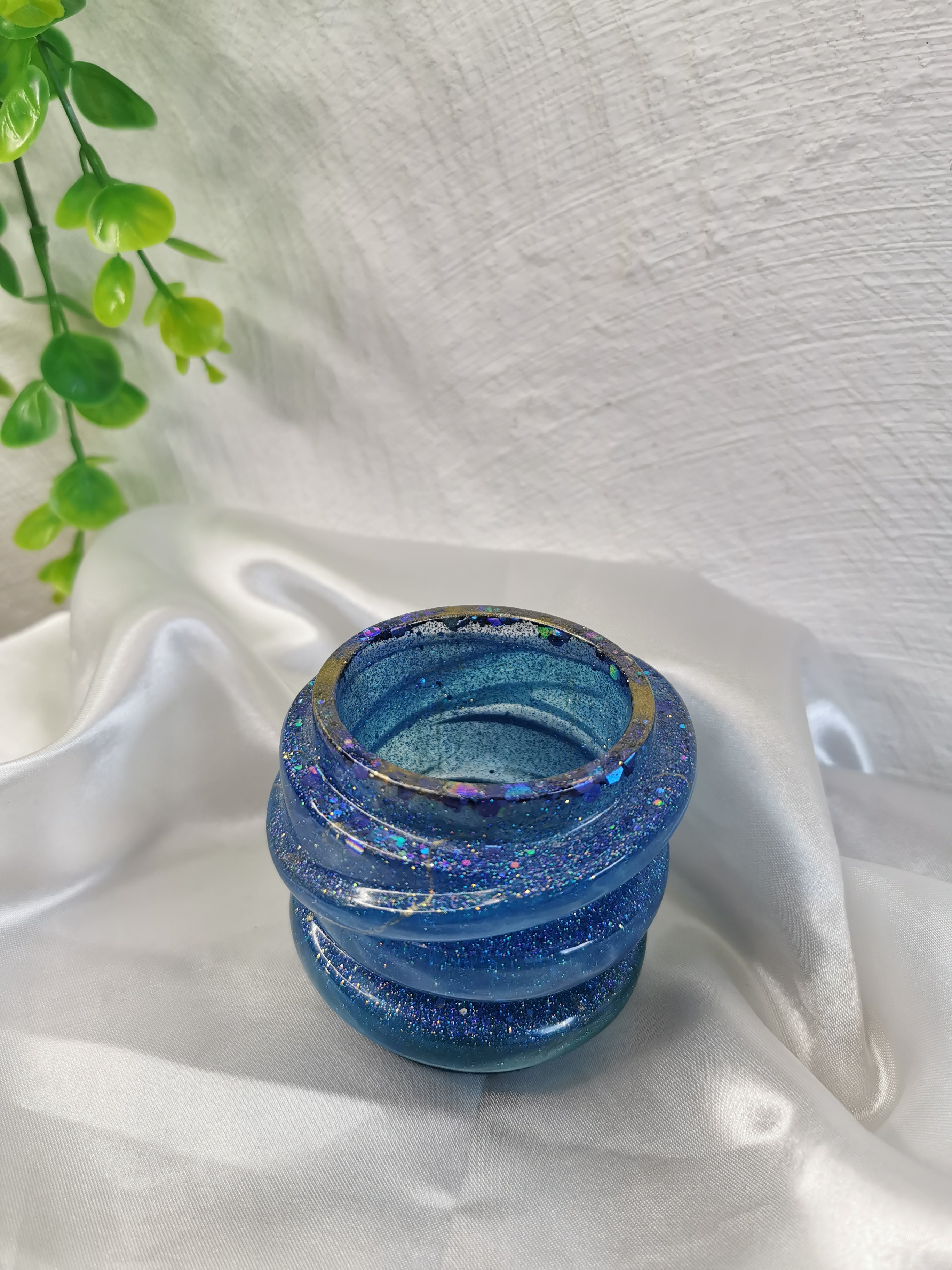 Pot à crayons bleu paillettes