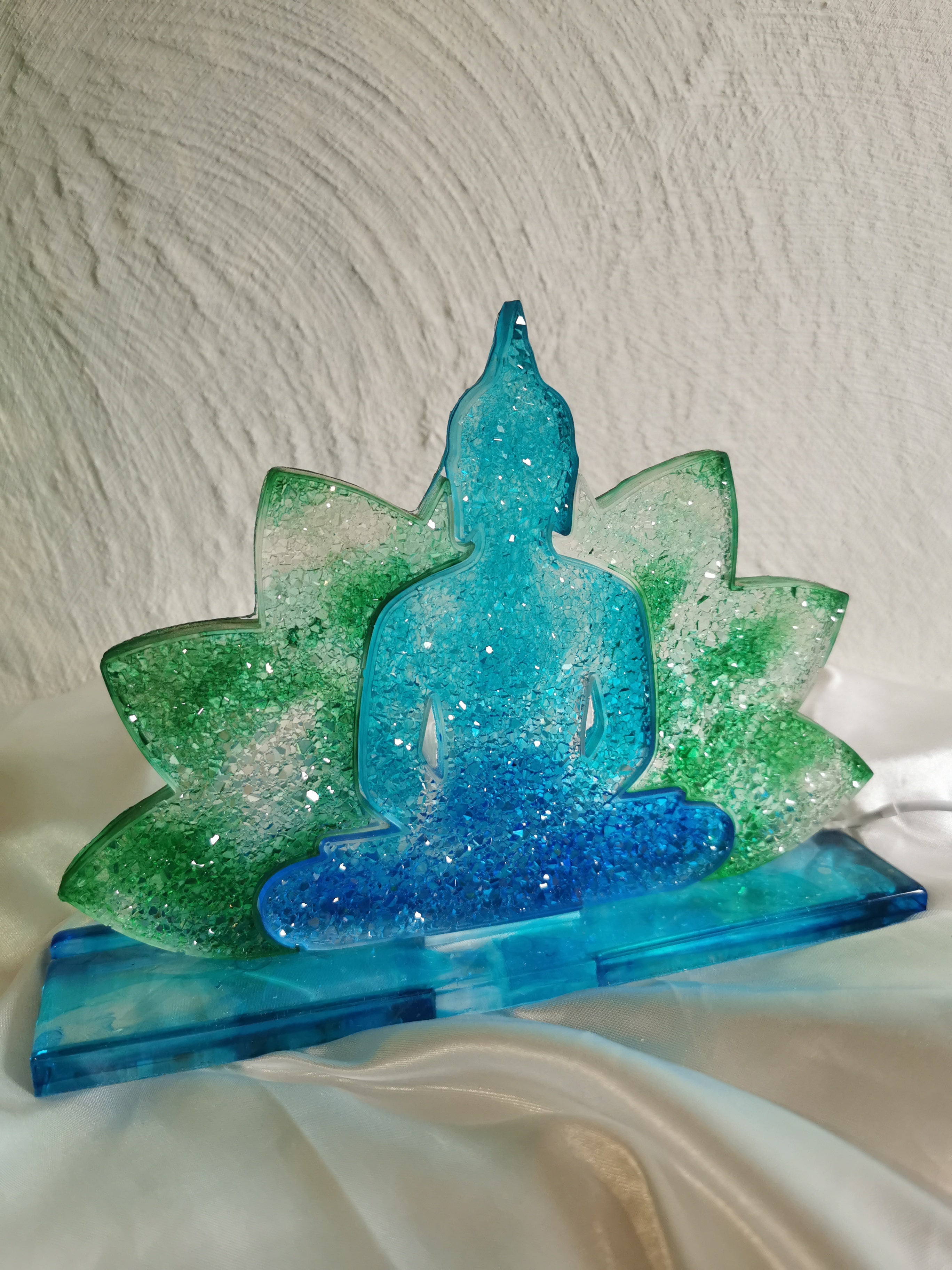 Veilleuse boudhha bleu et vert effet diamant