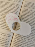 Bague de lecture forme cœur blanc et paillettes