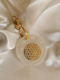 Porte clefs pierres de Quartz rose et fleur de vie