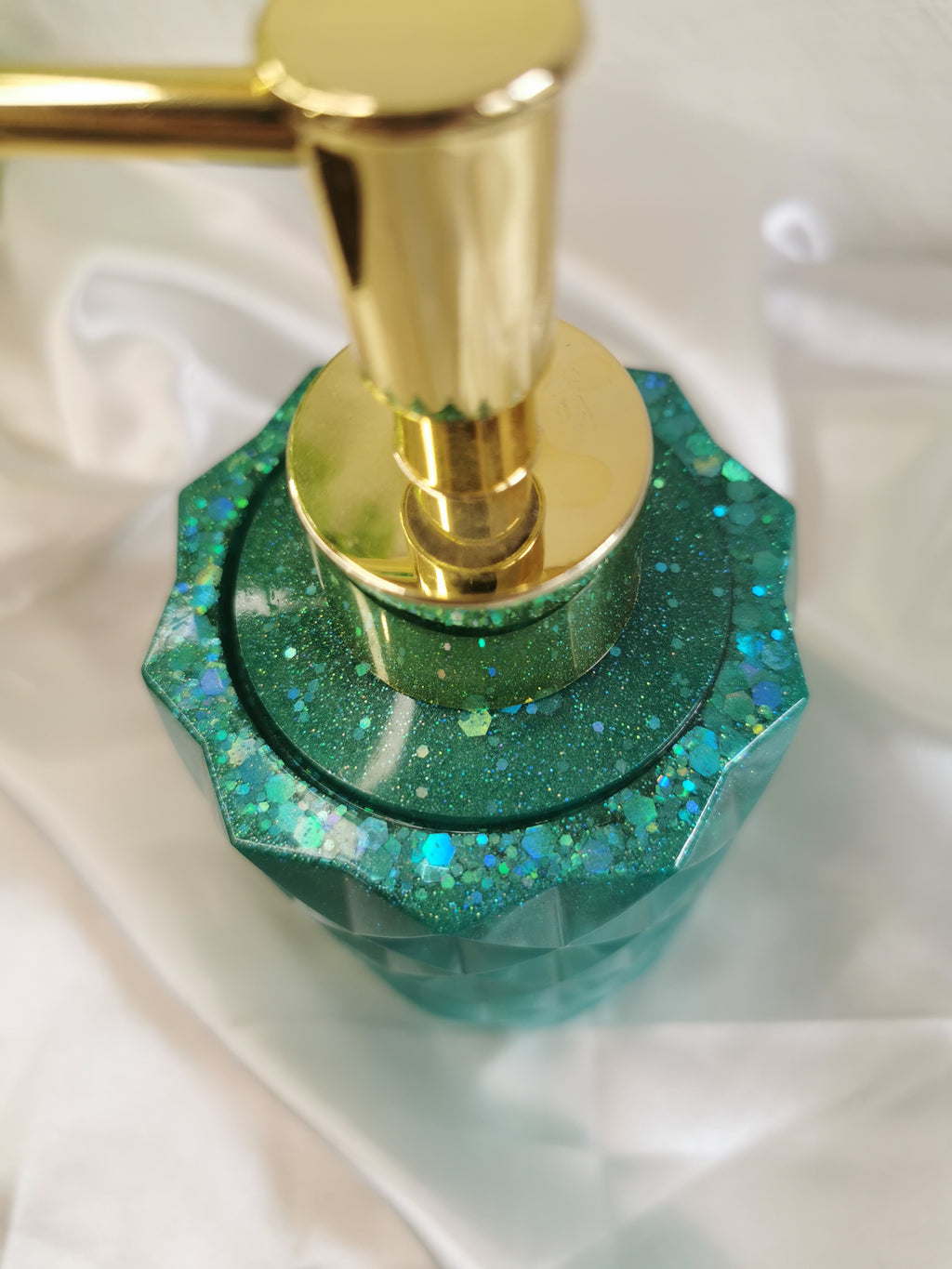 Flacon pour savon turquoise et pailletes