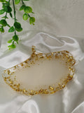 Vide poche feuille de Ginkgo blanc et or