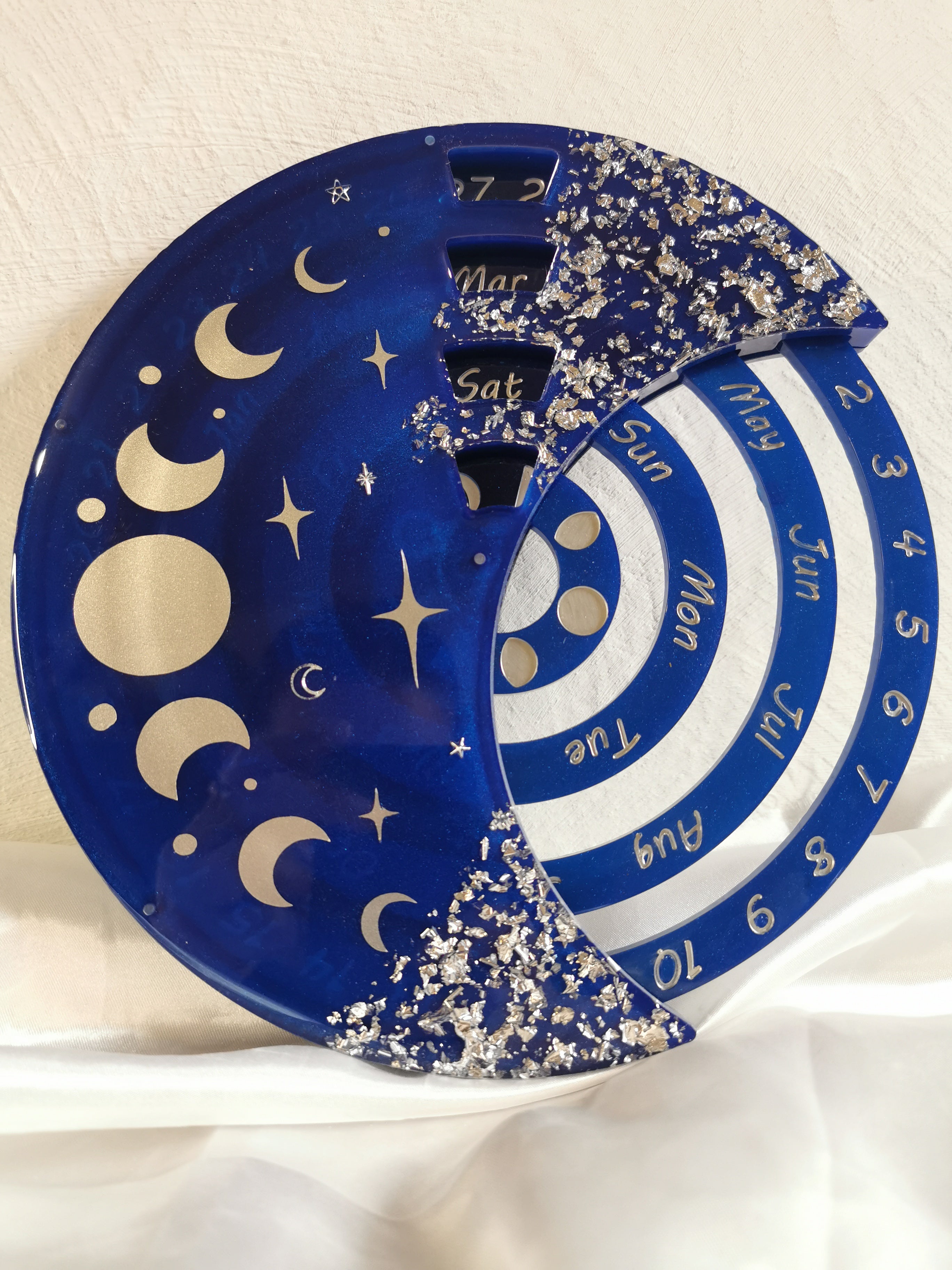 Calendrier Lunaire bleu nuit et argent
