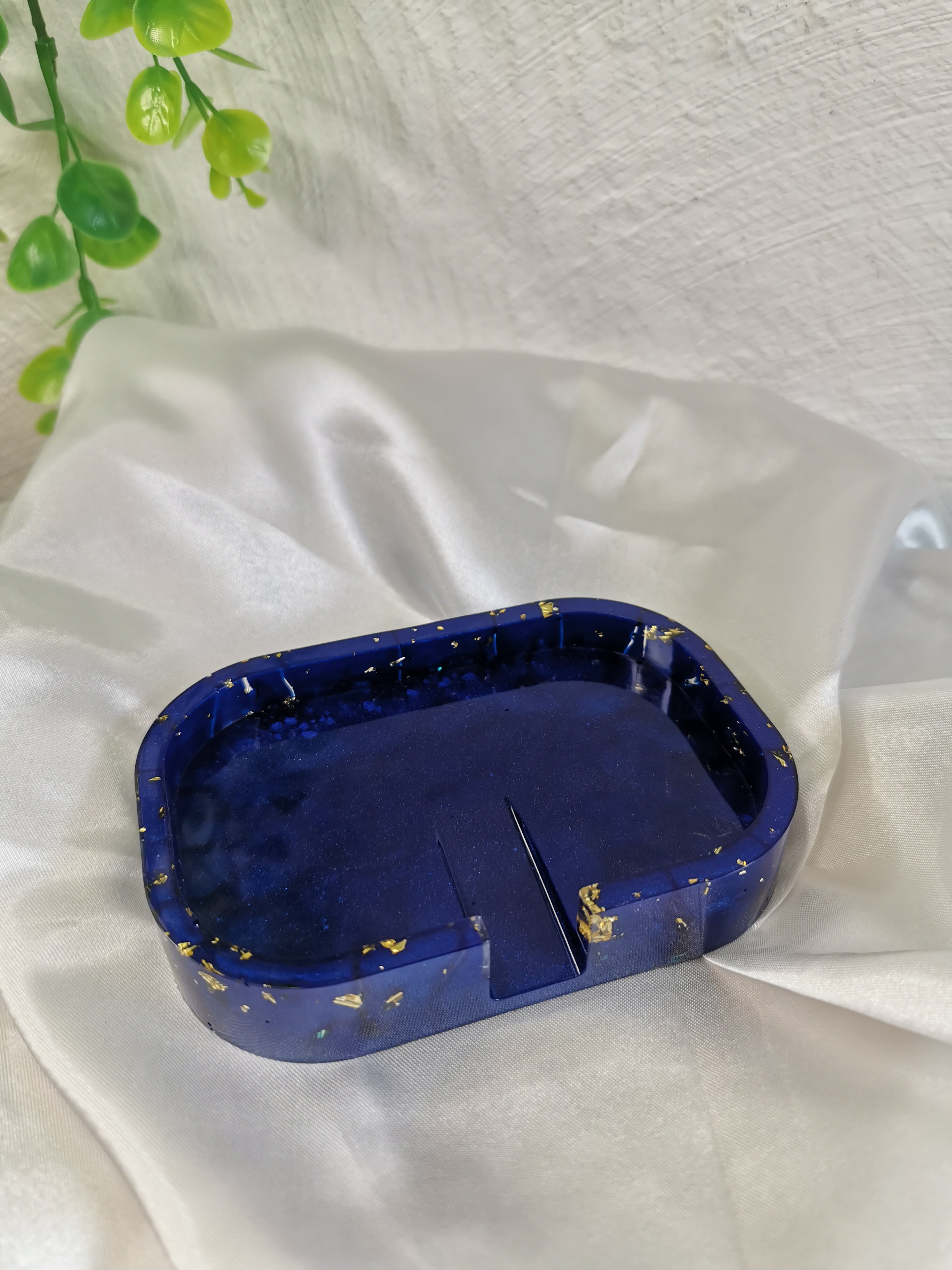 Porte savon bleu nuit et or