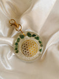 Porte clefs pierres d'aventurine verte et fleur de vie