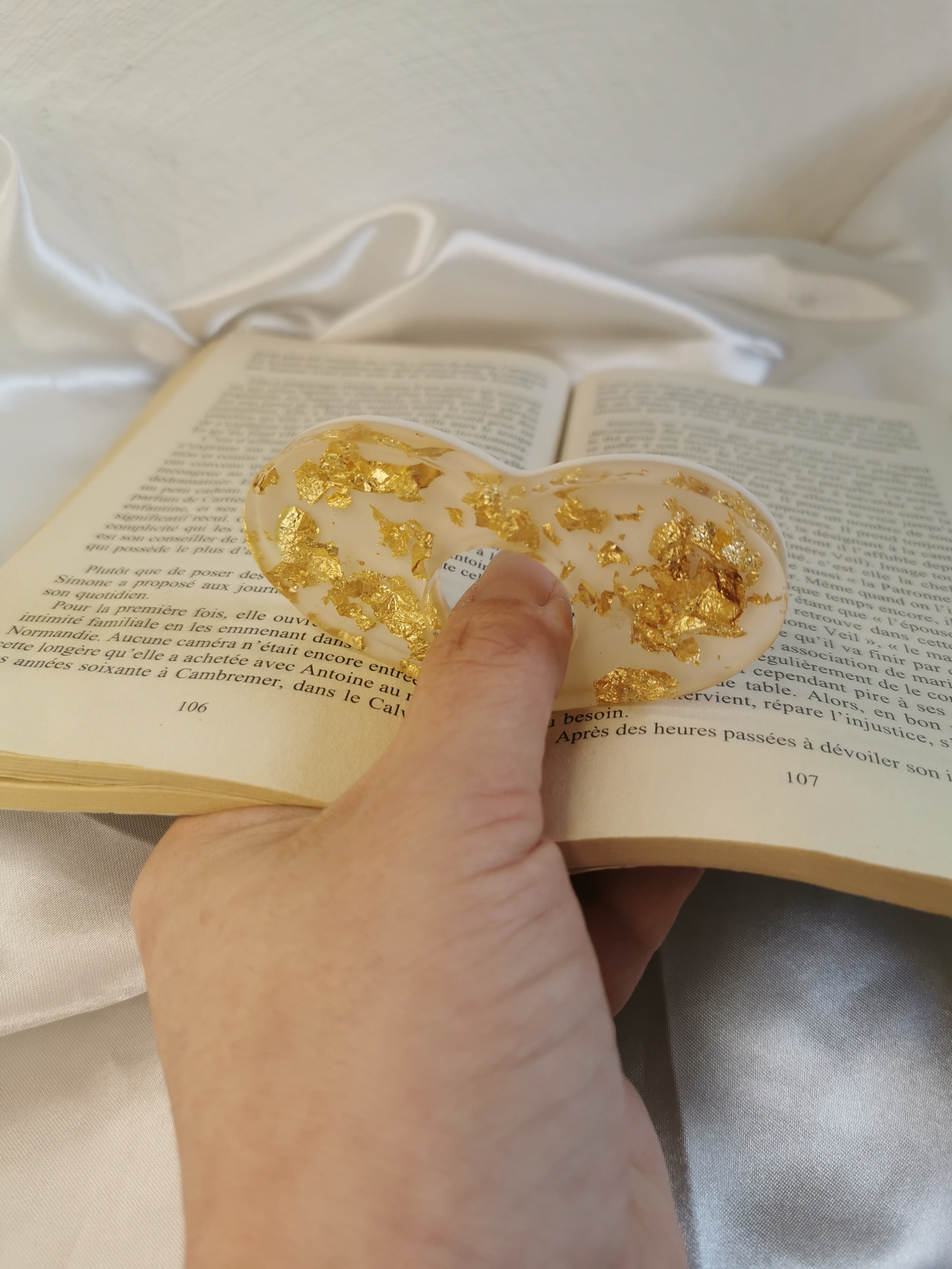 Bague de lecture forme cœur blanc et Or