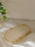 Vide poche ovale blanc et Or